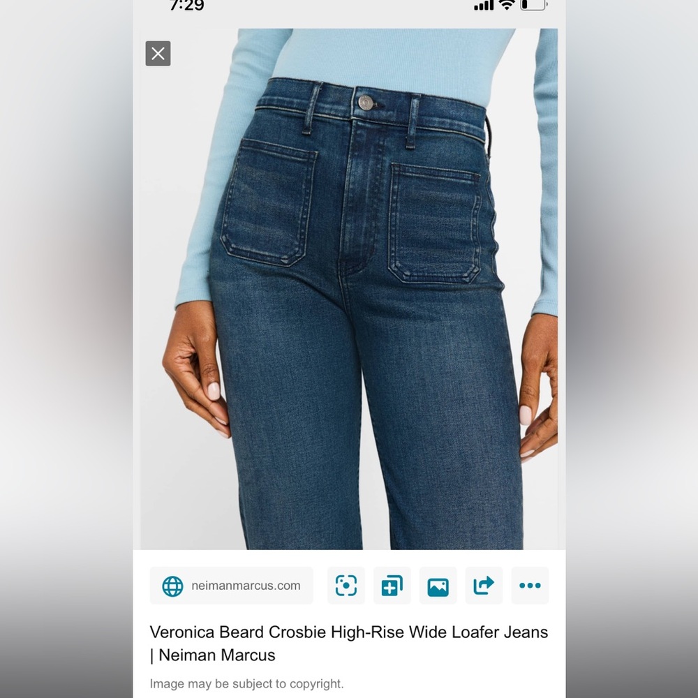 Veronica Beard Dark Blue High-Rise Jeans; Crosbie Wide Leg Loafer High Rise